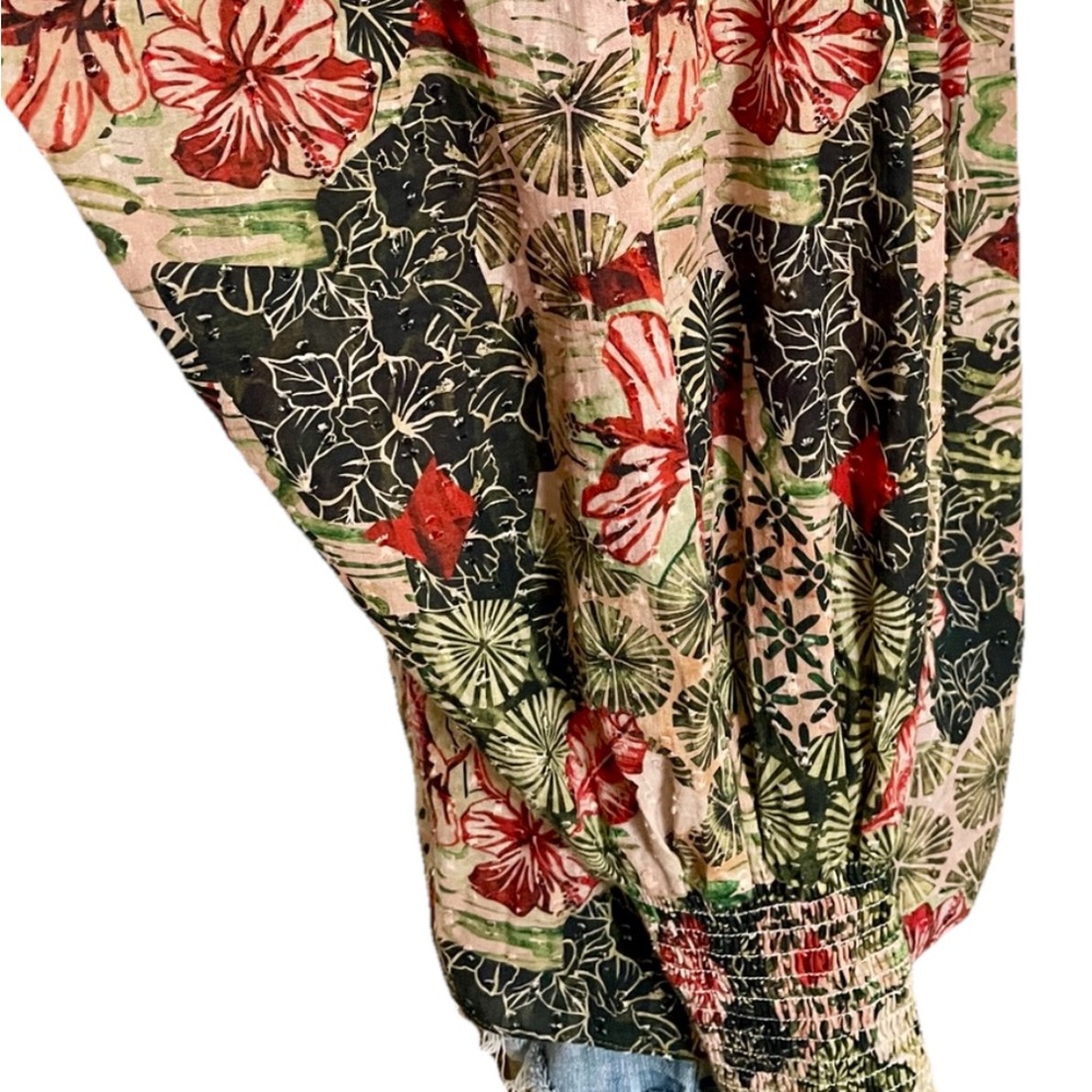 CHUFY My Aussie Days DESERT Flower Print Pleated BOHEMIAN Blouse Peasant TOP S/M - Picture 12 of 16